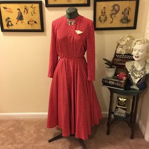 Vintage red and cream spotted dress